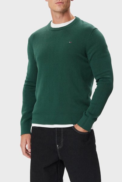 Tommy Jeans Logolu Pamuklu Slim Fit Bisiklet Yaka Örme Kazak Erkek KAZAK DM0D...