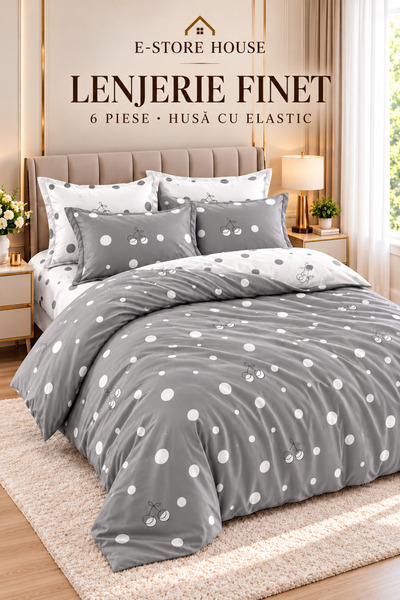 RALEX PUCIOASA Lenjerie de pat Finet, 6 piese, husă cu elastic 160/180 × 200 ...