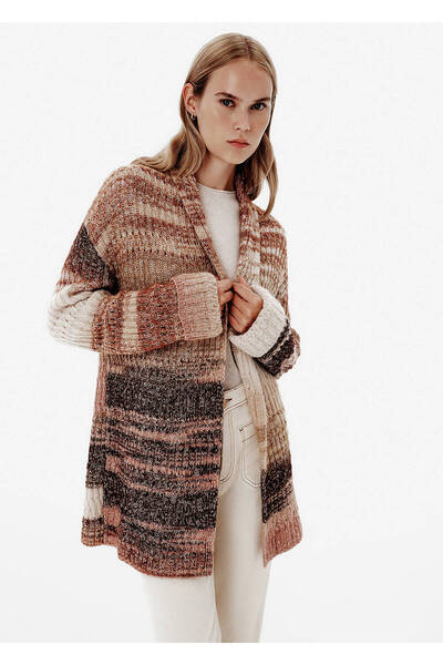 Knitss Relax Fit Ajur Detay Renk Geçişli Hırka