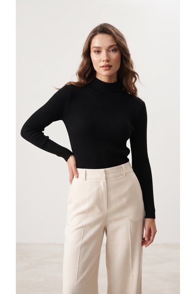 Generic Brand Knitwear Badi Half Turtleneck Plain