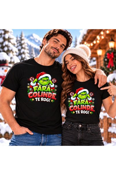 OEM Set de 2 tricouri personalizate cu mesaj: Fără cântece, model Grinch, 100...