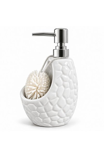 BOGVAL Dozator Sapun Lichid cu Suport pentru Burete, Ceramica, Pompita Metali...