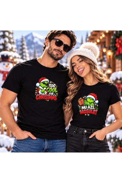 OEM Set 2 tricouri personalizate cu mesaj: Super cool pentru Crăciun/Aceasta ...