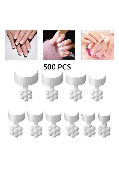 Noonedibs 500 bucăți unghii false scurte, albe, vârfuri de unghii acrilice fr...