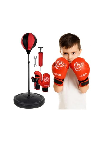 Selgot Set de box pentru copii cu mănuși, înălțime reglabilă 90-104cm