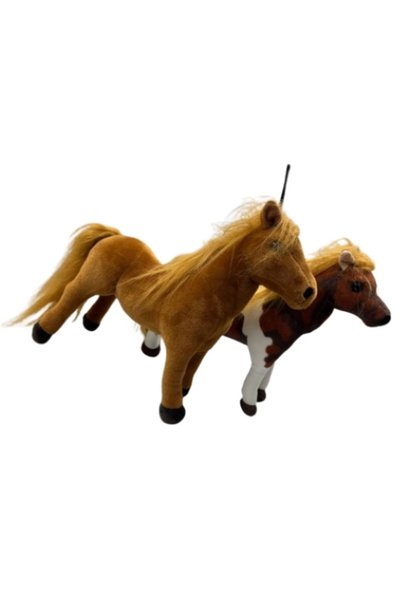 OEM Set of 2 Plush Horse Toys 28x35cm, Brown