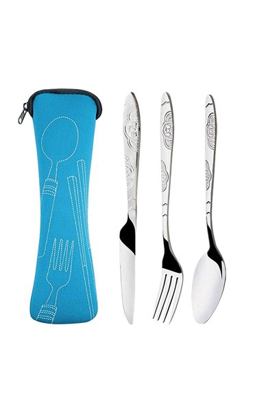 Noonedibs Set tacâmuri de exterior, Cutie de prânz, Furculiță, Lingură, Cuțit...