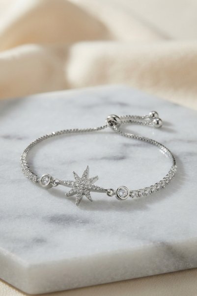 Clariss Polar Star Model Silver Color Zircon Stone Elevator Bracelet
