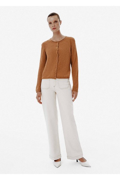 Knitss Micro Payetli Kahverengi Hırka