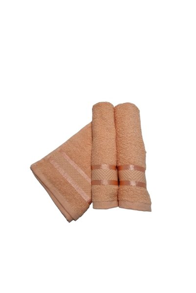 OEM Set de 3 prosoape de mână de culoarea piersicii, 30 x 50 cm, 100% bumbac,...