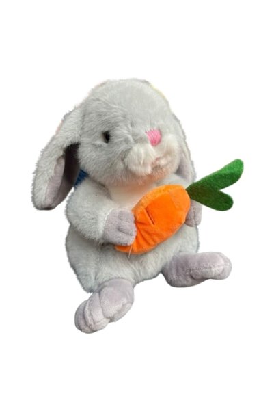 OEM Плюшена играчка, зайче, 20 см, сиво