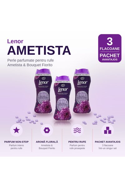 lenor Комплект от 3 броя ароматизирани перли за пране Аметиста и Букет Фиорит...