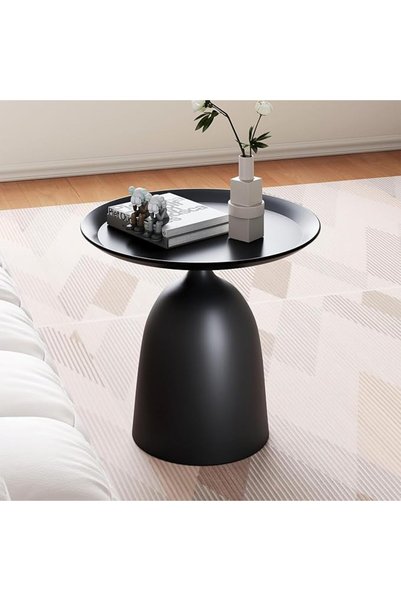 NIUBIER Round Side Table, Black Metal End Table for Living Room, Coffee Table...
