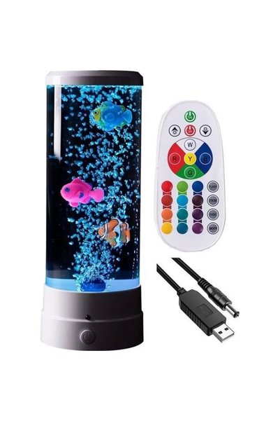 Noonedibs Lampe à bulles de poisson cu telecomandă, lampă à lave, plug-in USB...