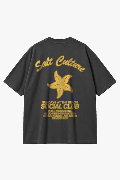 Sekizbiraltı تي شيرت Salt Culture V2 مطبوع كبير الحجم للجنسين