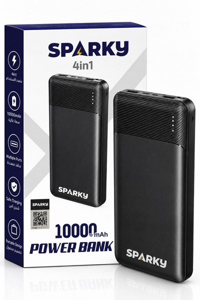 SPARKY باور بنك 4 في 1 بسعة 10000 مللي أمبير – شحن متنقل متعدد المنافذ