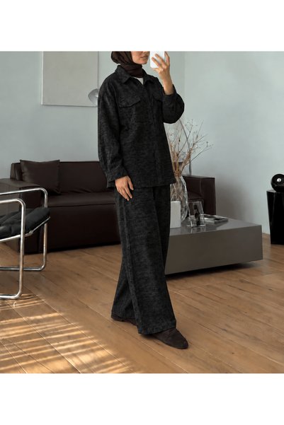 Hepsi Moda Pocket Cover Detailed 2-Piece Set - 3499 - Black
