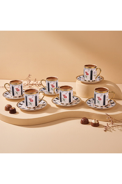 Aryıldız Best 12 Parça 6 Kişilik Kahve Fincan Takımı Siyah 90 ml