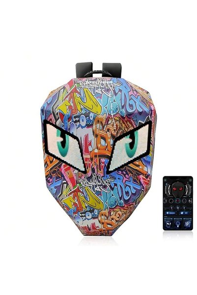 Generic Rucsac cu ochi LED multicolori tip graffiti, controlat prin aplicație