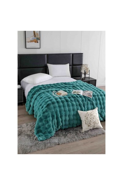 JOJO HOME Pătură model de lux, blană artificială de iepure, cu fermoar, 200x2...