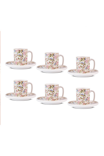 Aryıldız Elis 12 Parça 6 Kişilik Kahve Fincan Takımı Pembe 90 ml