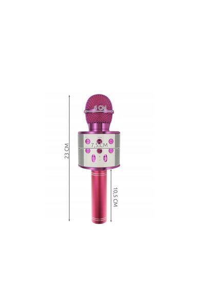 OEM Microfon Karaoke pentru copii Wireless WS-858, Difuzor integrat, Card SD, multifuncțional, stereo, Roz
