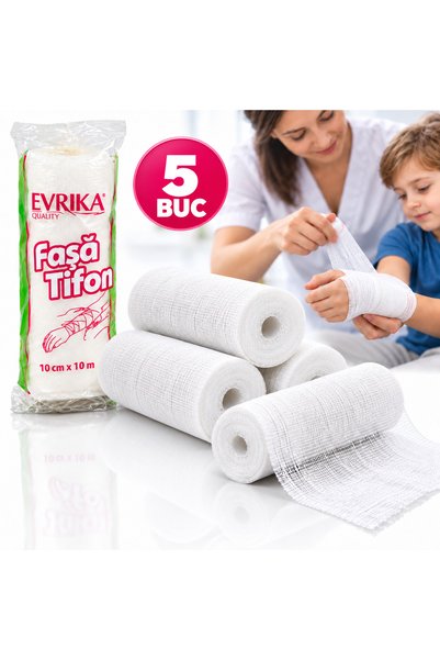 EVRIKA QUALITY Set 5 Fese tifon Evrika® Quality 10 cm x 10 m, Fasa bumbac, Fi...