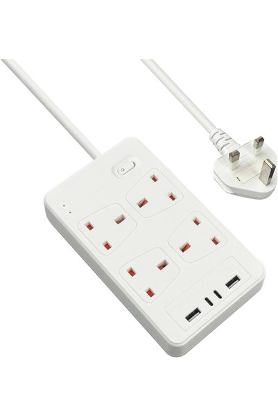 Generic 4 Way Extension Lead with USB (2 USB C) Power Strip Surge Protector