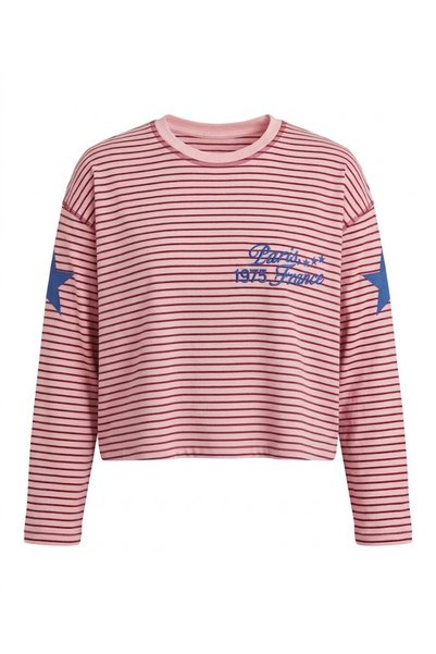 Bade Butik Pink Striped Blouse with Text Detail