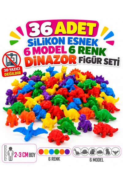 Retoys 36 Adet Eğitici Minik Renkli Dinazor Hayvan Figür Oyuncakları