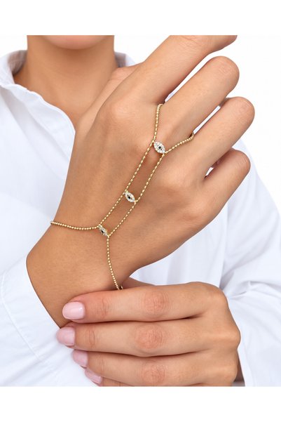 Ressia Waterway Chain Shahmeran with Triple Evil Eye Figures in Row