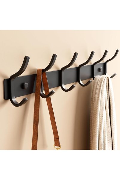 Generic Wall Mounted Coat Rack 15 Inch Arc Shaped Design with 6 Hooks for Liv...