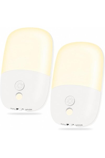 Generic مجموعة من 2 مصباح ليلي LED يعمل بالكهرباء، إضاءة دافئة بيضاء قابلة لل...