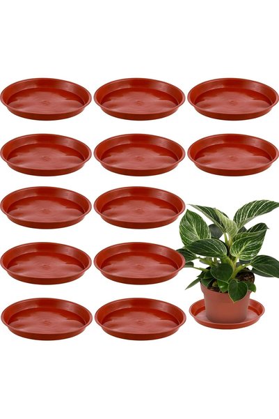 Generic مجموعة من 12 صينية بلاستيكية لجمع الماء حول النباتات مقاس 12 بوصة للا...