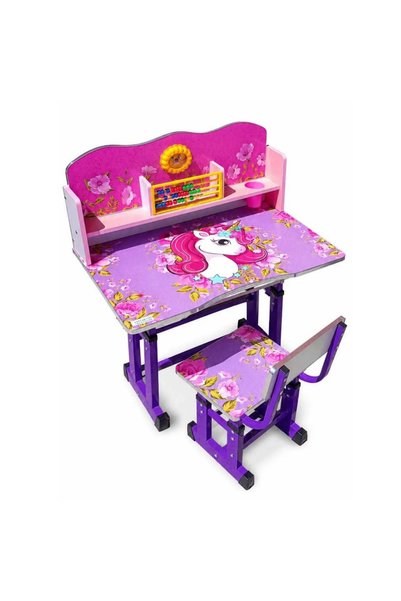 Krista Set birou și scaun pentru copii A5, cu cadru metalic, blat din MDF, ce...