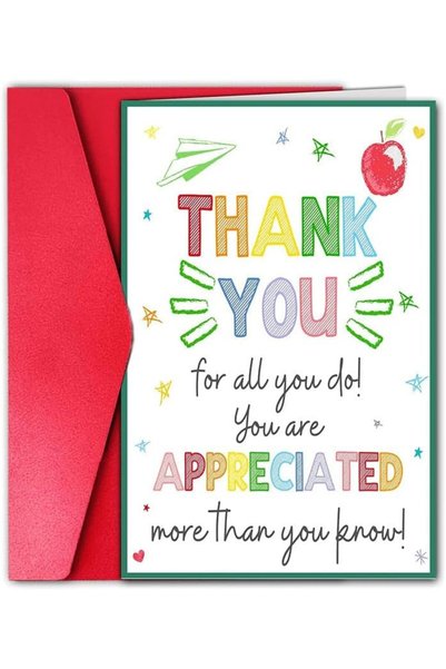 Generic Teacher Thank You Cards with Envelopes for Teachers Appreciation Gift...