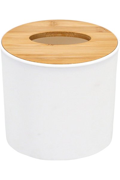 Generic Bamboo Round Tissue Box 5x5 Inch with Lid, Decorative Toilet Paper Di...