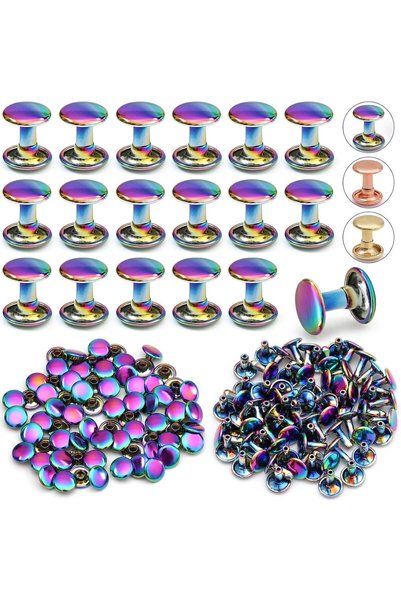 Generic Leather Rivets Kit, Copper Double Cap Rivets 70 Sets 9mm Fabric Faste...