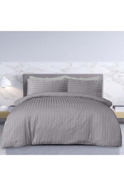 Generic Brand HOTEL COLLECTION Stripe King Dark Grey Duvet Cover set with 2 P...