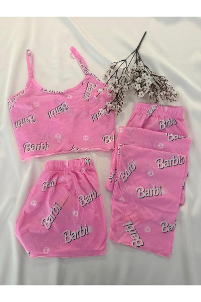 MH Moony Homewears 3-teiliges Ban Girl Pink Fit Fit Pyjama-Set