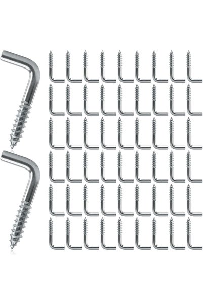 Generic 100 Pcs L Hooks Small Screw in Hook Right-Angle L Shaped Screw Hooks ...