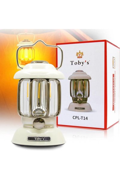 Generic مصباح تخييم محمول CPL-T14 من توبي بإضاءة LED وتصميم عتيق مع مقبض للتع...