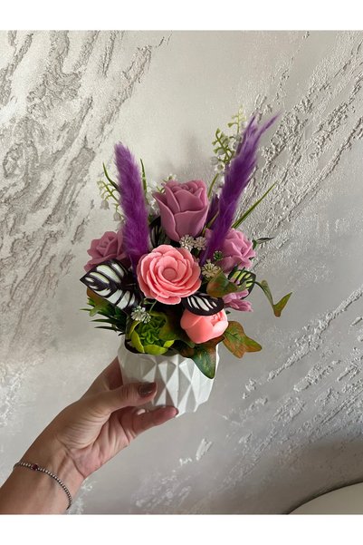 Generic Brand Vază decorativa cu flori de toamna din săpun
