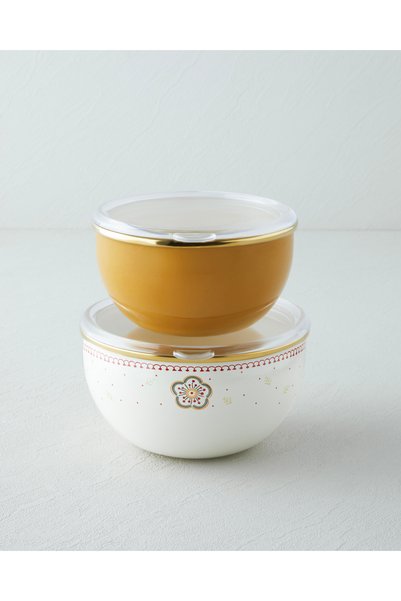 English Home Nostalgic Serenity Emaye 2'li Saklama Kabı 0,75 x 1,20 L Kırmızı