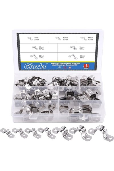 Generic 85Pcs Pipe Strap Clamp Set M8 M10 M12 M14 M16 M20 M25 304 Stainless S...