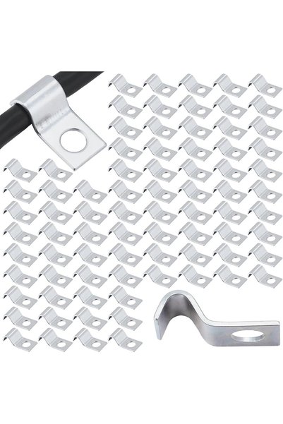 Generic 100 Pcs Silver Cable Wire Screw Clips 1/4 Inch, Zinc Plated Steel Cla...