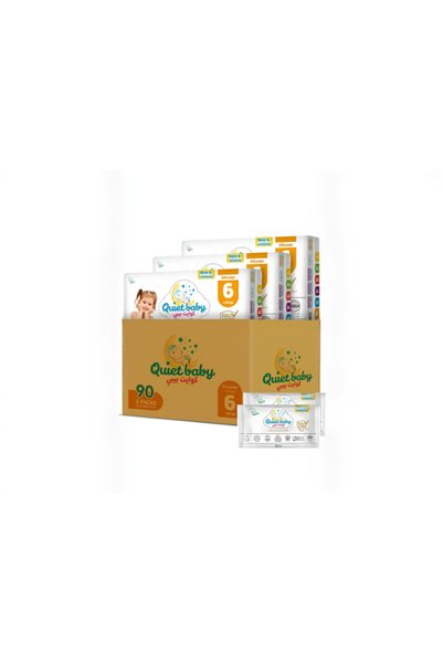 Quiet baby Diapers Size 6 up to 16 kg or More, Jumbo Value Pack of 90 Diapers (3 X 30) + 2 Extra Packs