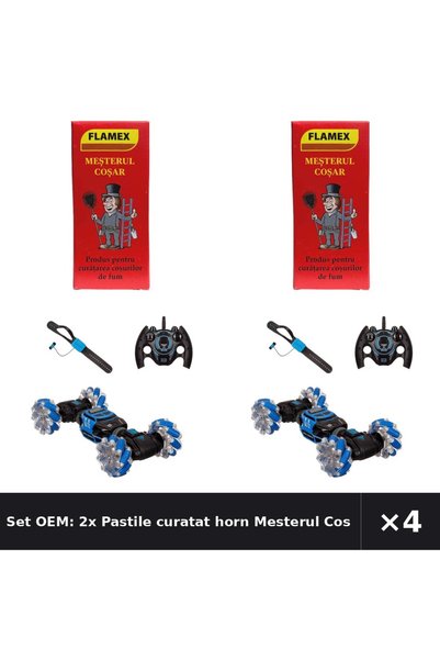 OEM Set: 2x Chimney Cleaning Pills Mesterul Cosar + Toy Car with RC Turbo YUP...
