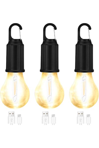 Generic مجموعة من 3 مصابيح تخييم، إضاءة محمولة قابلة لإعادة الشحن بتقنية LED،...