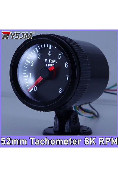 Choice 2" 52mm Tachometer Car Meter RPM Gauge 0-8000RPM Analog Black Case Wit...